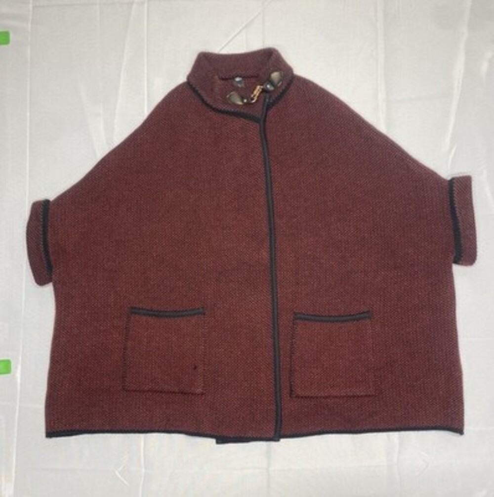 Mixit Burgundy with Black Trim Short Sleeve Cardigan Sweater OSFM